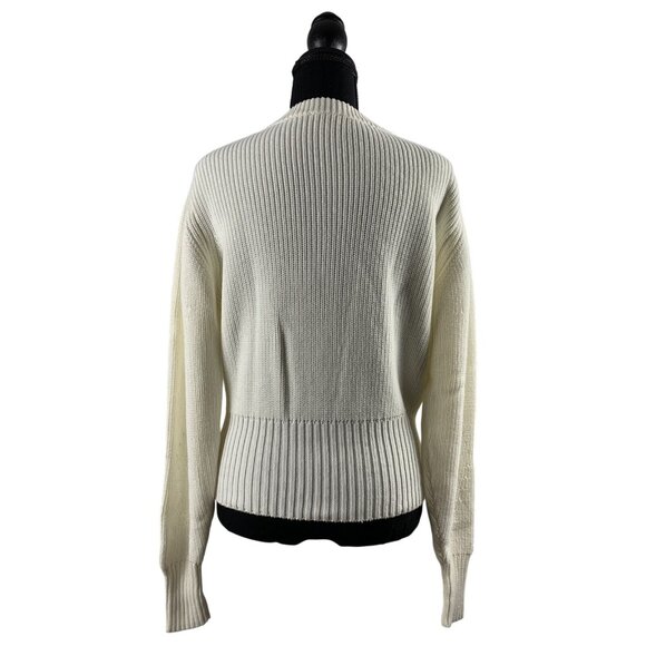 Olivia Warren Lace-Up Cream Knit Sweater With Oversized Eyelets & Ties Large - Picture 5 of 11
